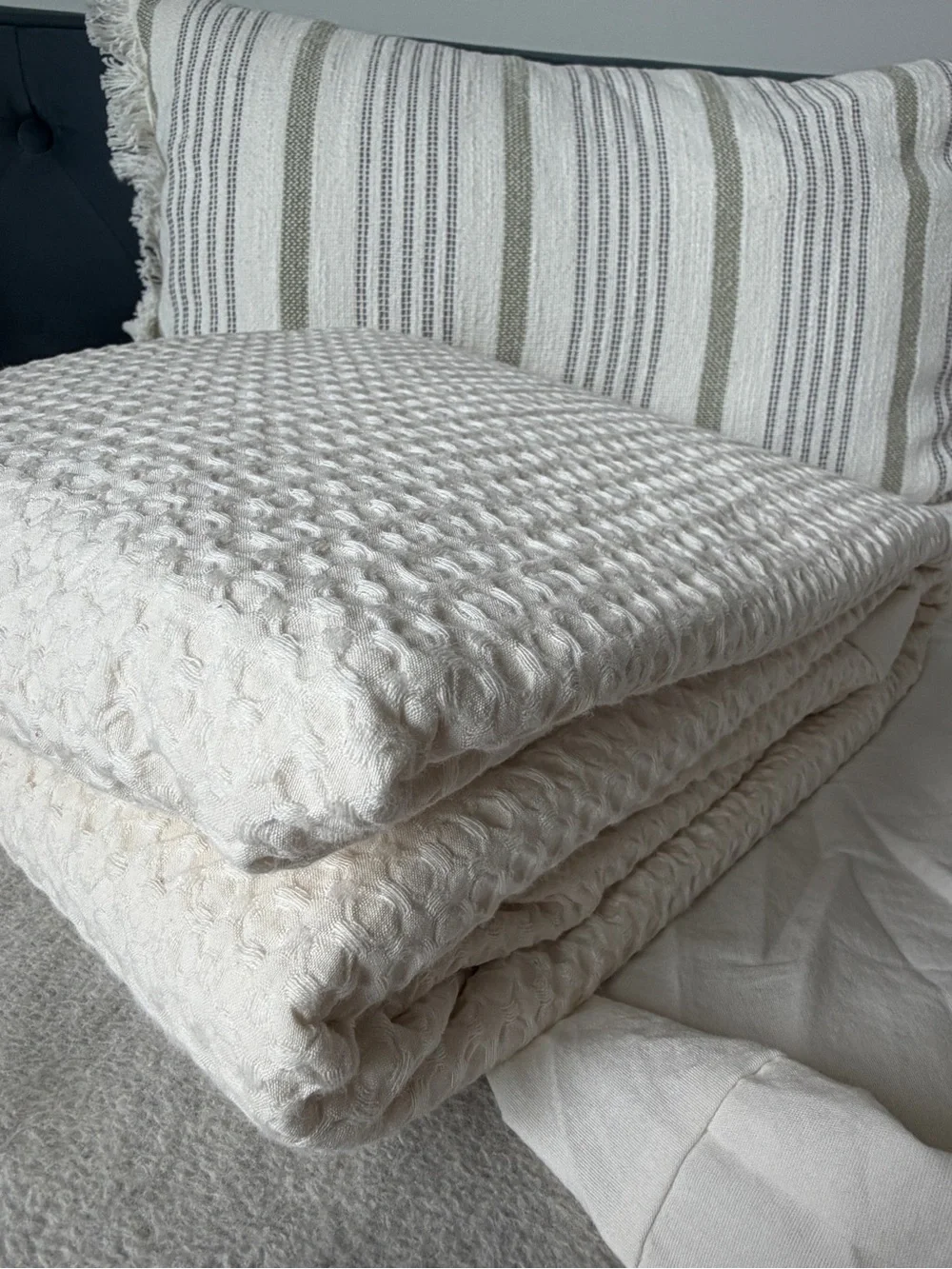Quince Twin Luxe Honeycomb Duvet Cover  Organic Undyed Natural